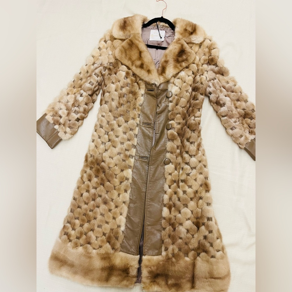 Mink leather fur coat jacket. Pristine condition size small or XS